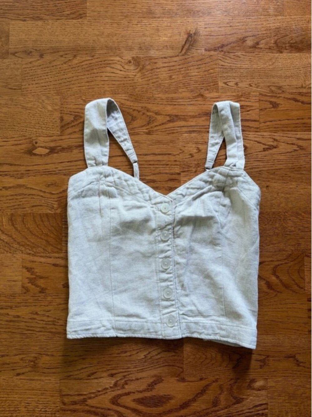 NWT Abercrombie Women's Pleated Wide Strap Button-Through Cami Linen Cream Tank